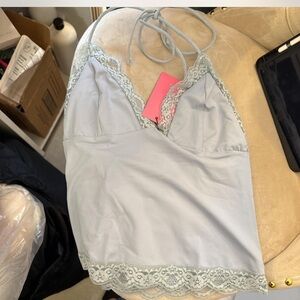 Edikted Light Blue Lace Trim Tank Top
